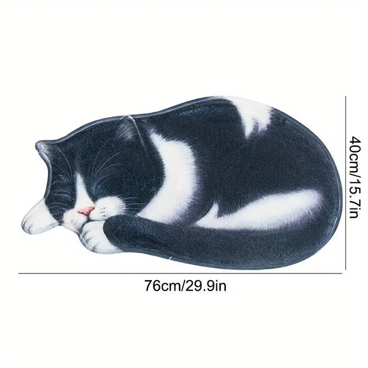 Cartoon Cat-Themed Plush Bath Mat