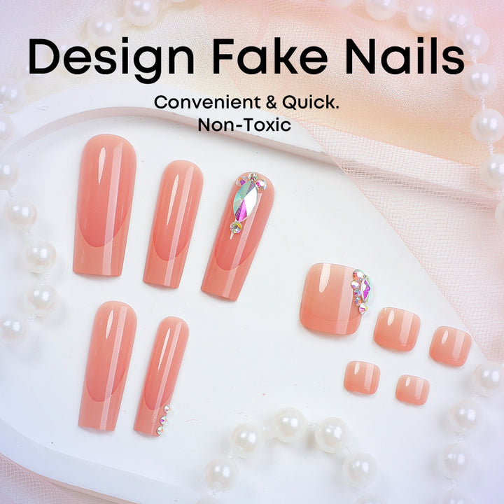 Artificial nail set with luxurious glitter accent Stornfield