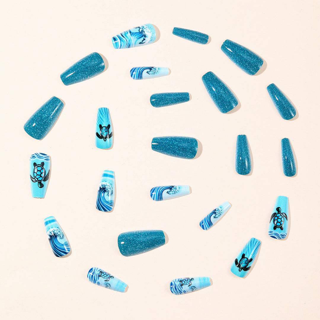 Artistic Ocean-Inspired Nail Art Extensions Stornfield