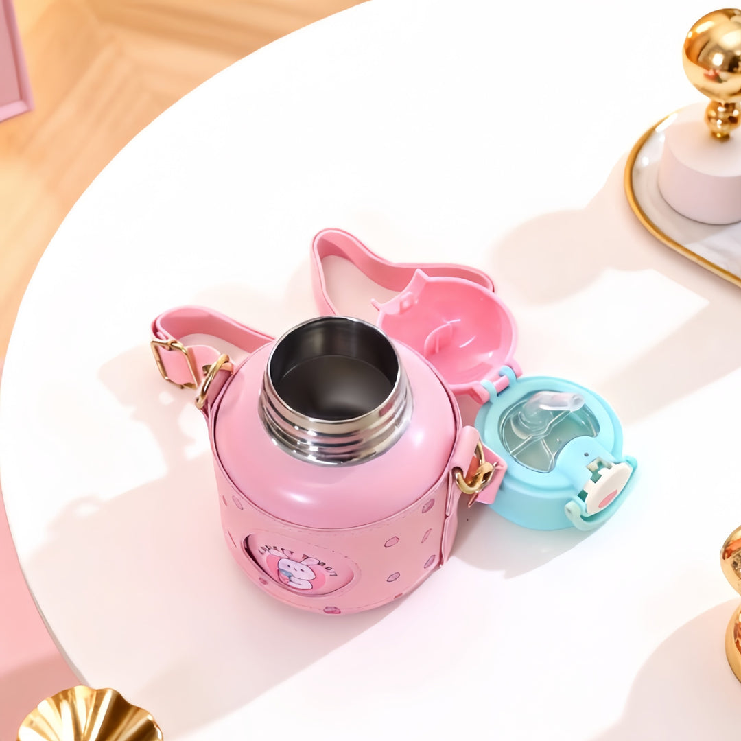Women's Insulated Drinking Bottle with Cheerful Design and Practical Carry Strap Stornfield