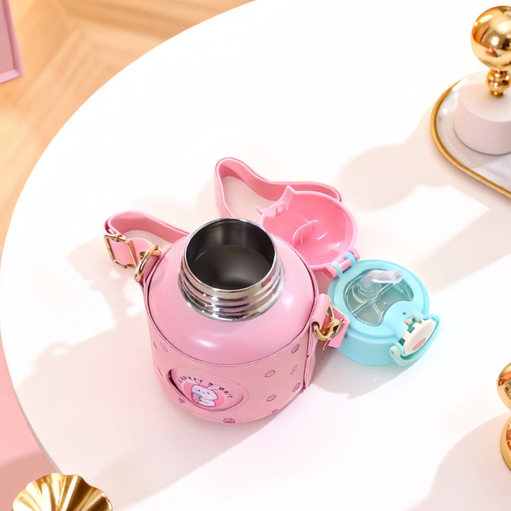 Women's Insulated Drinking Bottle with Cheerful Design and Practical Carry Strap Stornfield