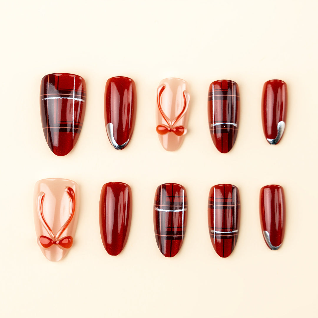 Chic Plaid Design Press-On Nail Set