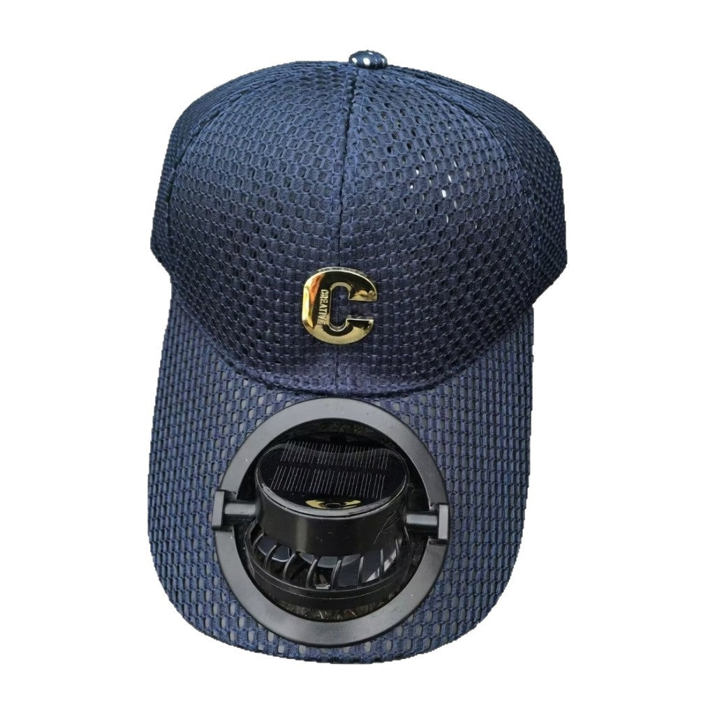 Breathable baseball cap with rechargeable fan in the visor and mesh insert Stornfield