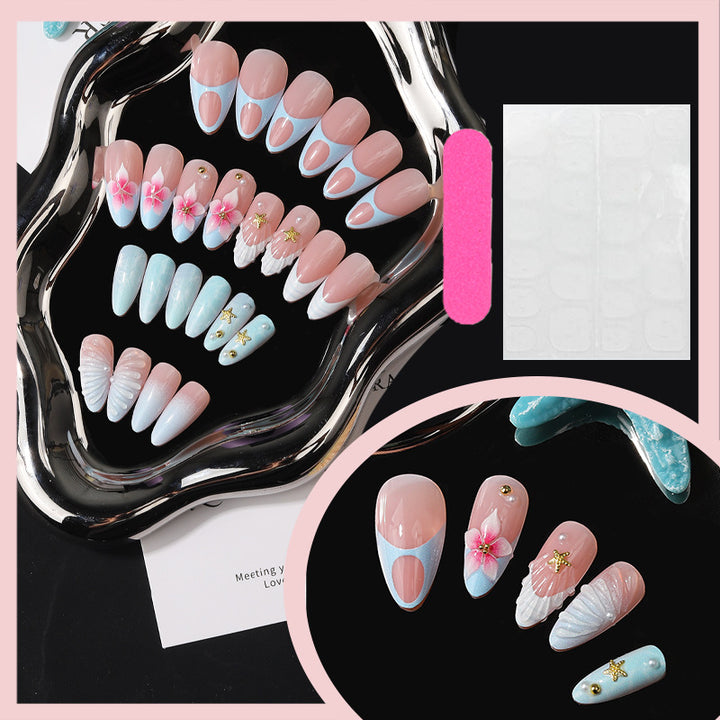 Artistic Sea-Inspired Press-On Nail Set Stornfield