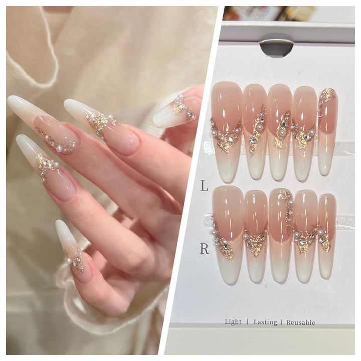 Artistic Stiletto Press-On Nail Set with Charming Patterns Stornfield