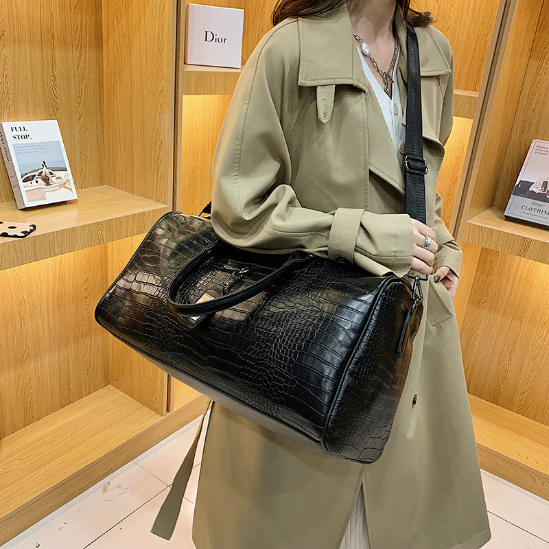 Crocodile-Texture Travel Duffle Bag Stornfield