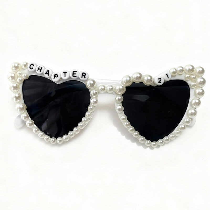 Pearl-Accented Heart-Shaped Sunglasses Stornfield