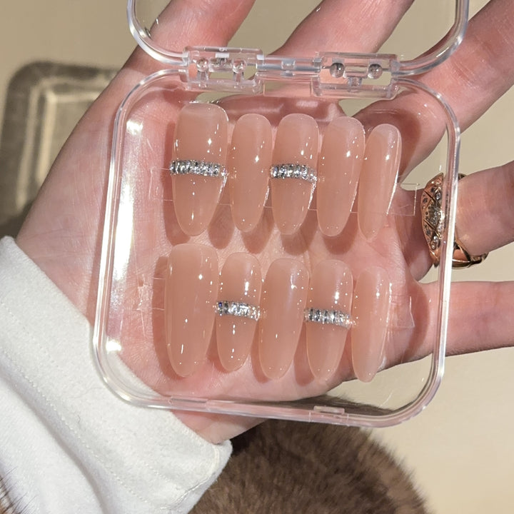 Glamorous artificial nails with rhinestones Stornfield