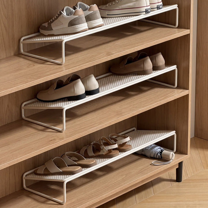 Low-Profile Metal Shoe Shelf Riser for Cabinet and Entryway