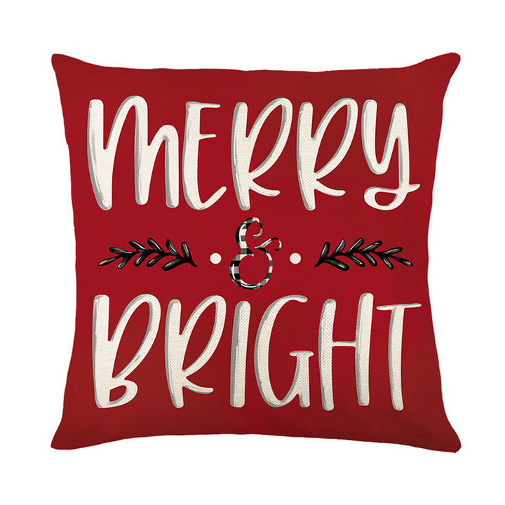 Festive Christmas Sleigh Gifts Linen-Texture Throw Pillow Cover with Hidden Zipper