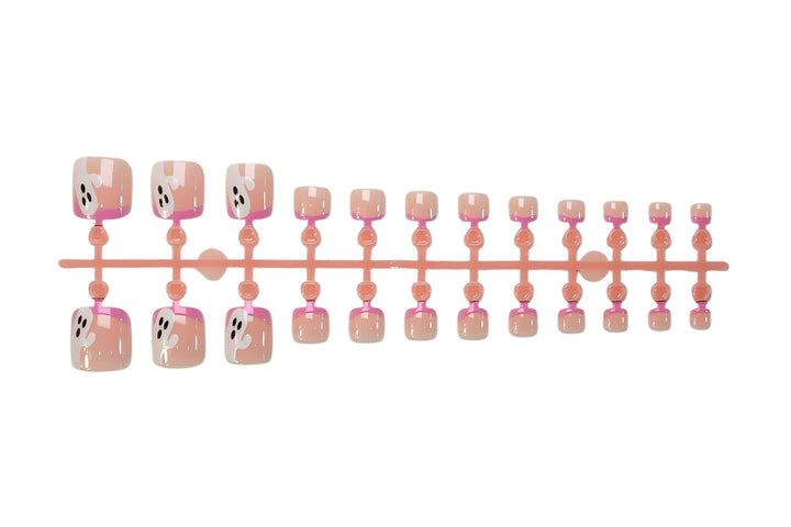 Nail Art Set with enchanting ghost and pink tip designs Stornfield