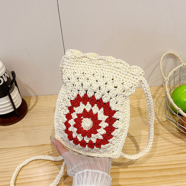 Boho Crochet Drawstring Bag