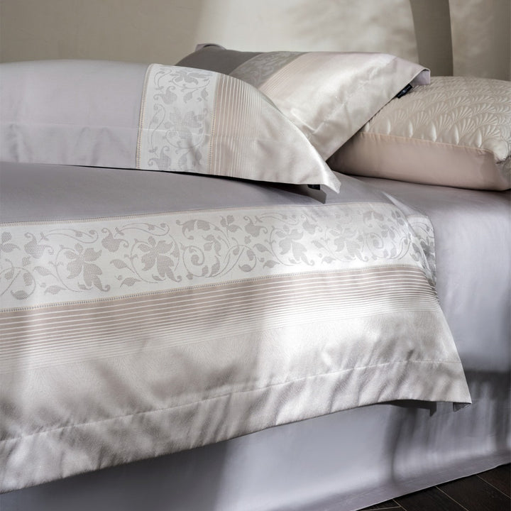 Luxury Jacquard-Trim Cotton-Sateen Duvet Cover Set with Butterfly Border & Deep-Fit Corners
