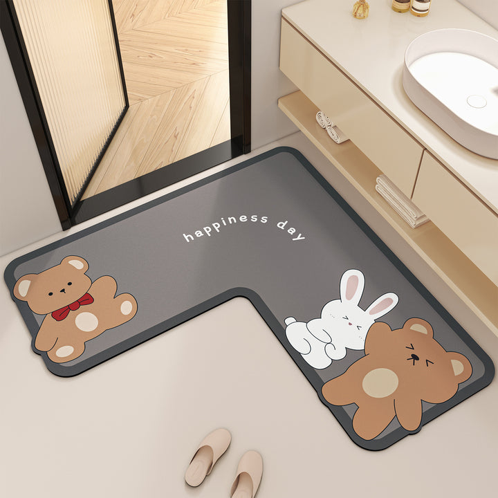 Playful Cartoon-Themed Bathroom Mat