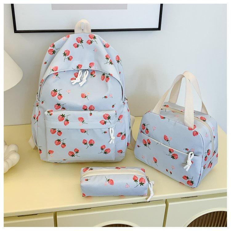 Backpack set with cheerful strawberry pattern and practical compartments Stornfield