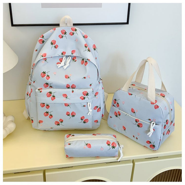 Backpack set with cheerful strawberry pattern and practical compartments Stornfield