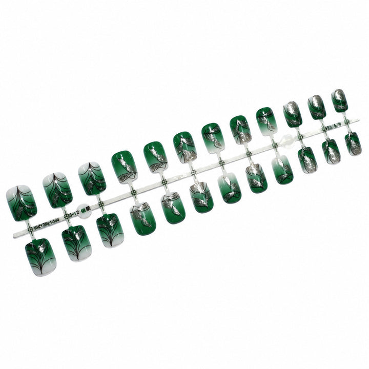 Premium Artificial Nails with Plant Motif Stornfield
