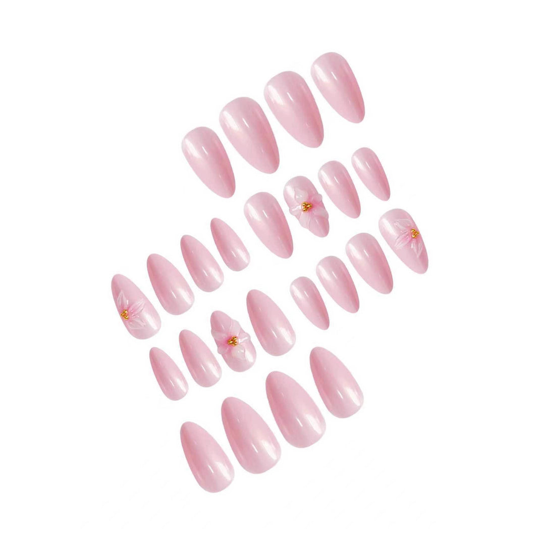 Floral-Decorated Stiletto Press-On Nail Art Stornfield
