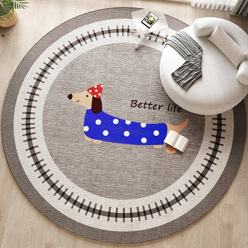Round Dog-Themed Area Rug