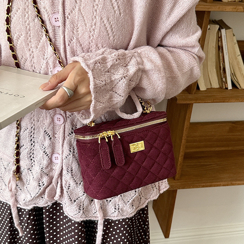 Quilted Suede Crossbody Handbag