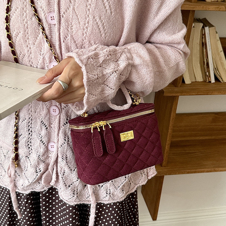 Quilted Suede Crossbody Handbag