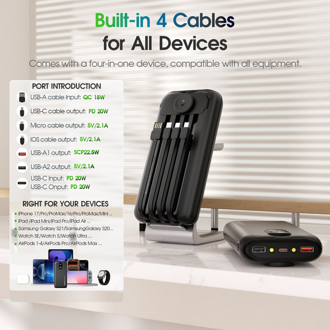 Portable power bank with fast inductive charging and multiple USB ports Stornfield
