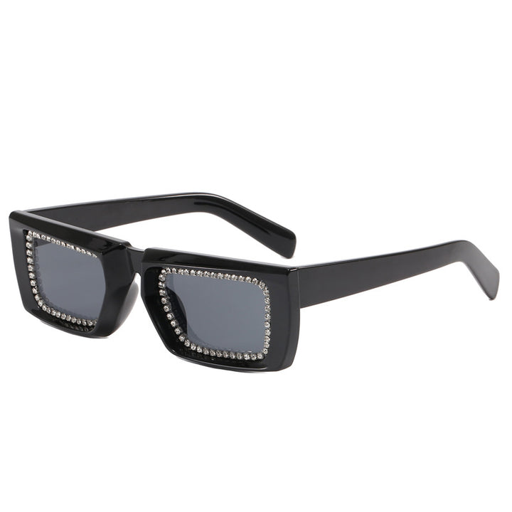 Women extravagant square sunglasses with glittering frame Stornfield