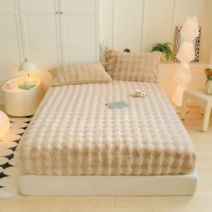 Plush Textured Furry Bedspread