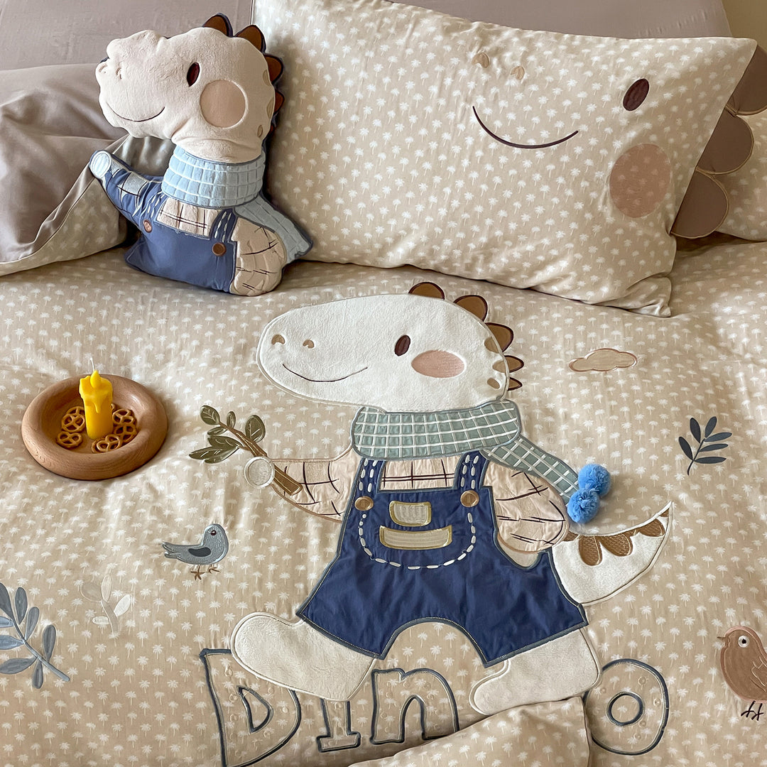 Children's Cotton Duvet Cover Set with 3D Rabbit Appliqué and Ear Pillow Shams