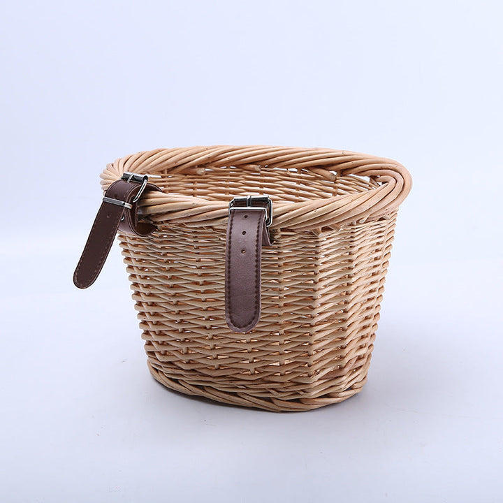Woven Storage Basket with Reinforced Leather Handles Stornfield