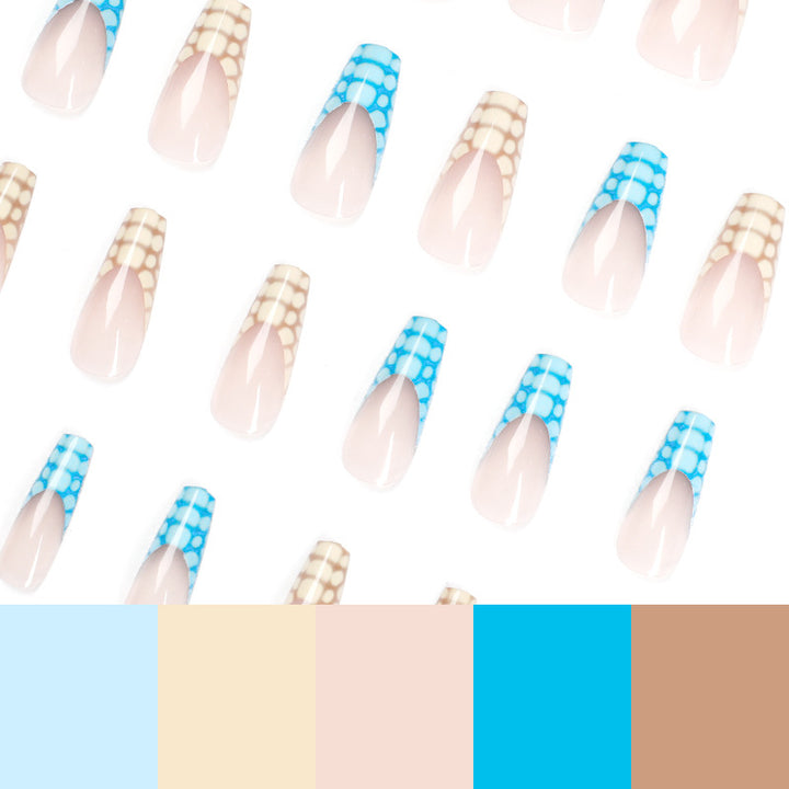 Artificial nail extensions with modern designs and creative color accents Stornfield