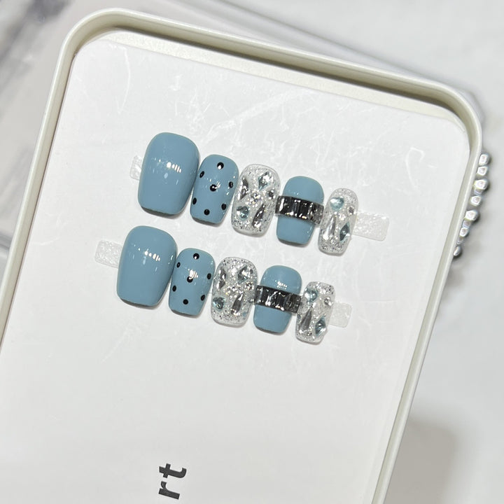 Decorative Press-On Nail Set with Glittery Accents Stornfield