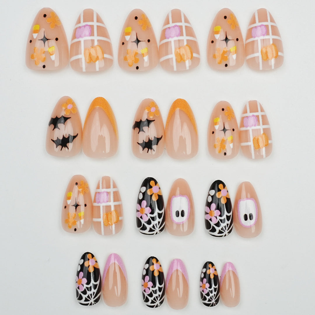 Halloween-Themed Artistic Press-On Nails