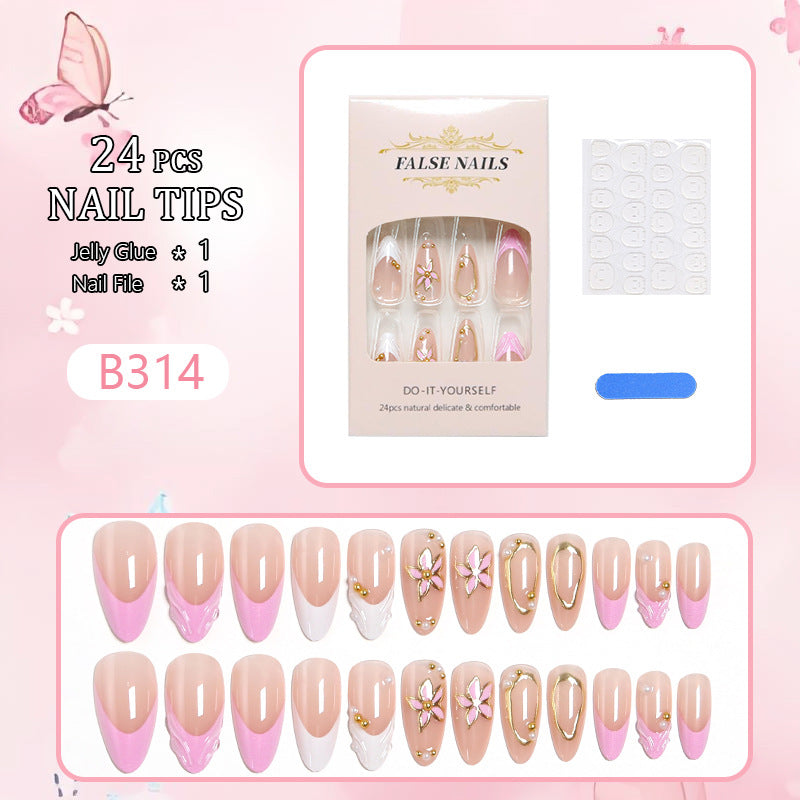 Artificial nail set with elegant floral designs and glamorous 3D applications Stornfield