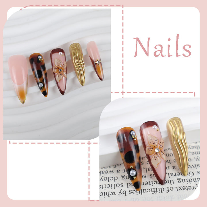 Artificial Nails Set with Elegant 3D Flowers and Glamorous Accents Stornfield