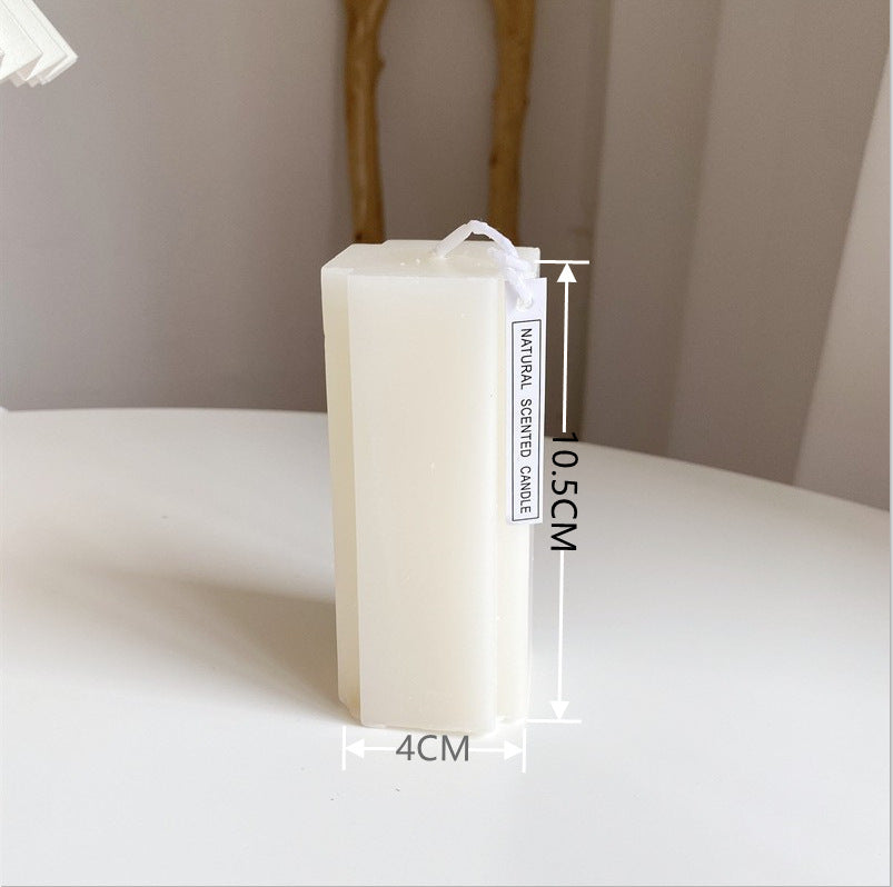 Hand-Poured Geometric Fluted Pillar Candle