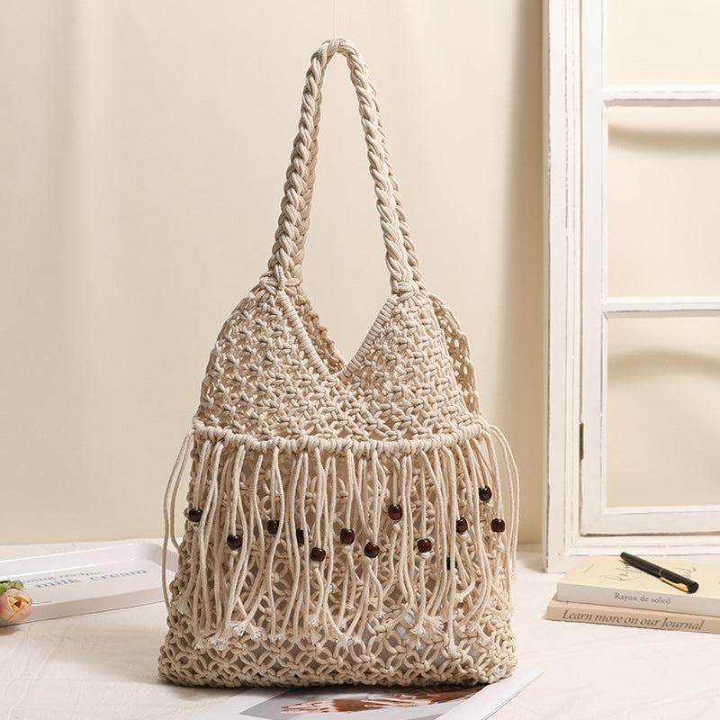 Crocheted beach bag with fringe details Stornfield