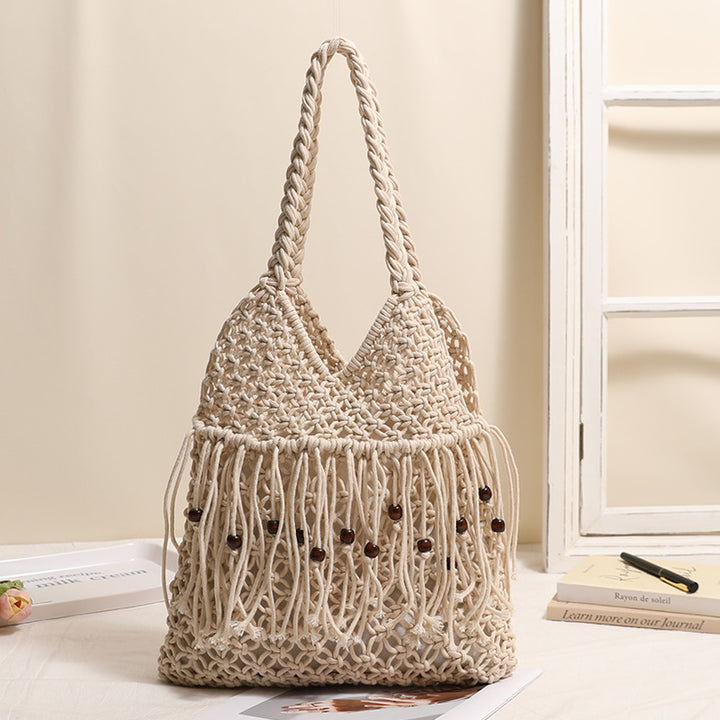 Crocheted beach bag with fringe details Stornfield