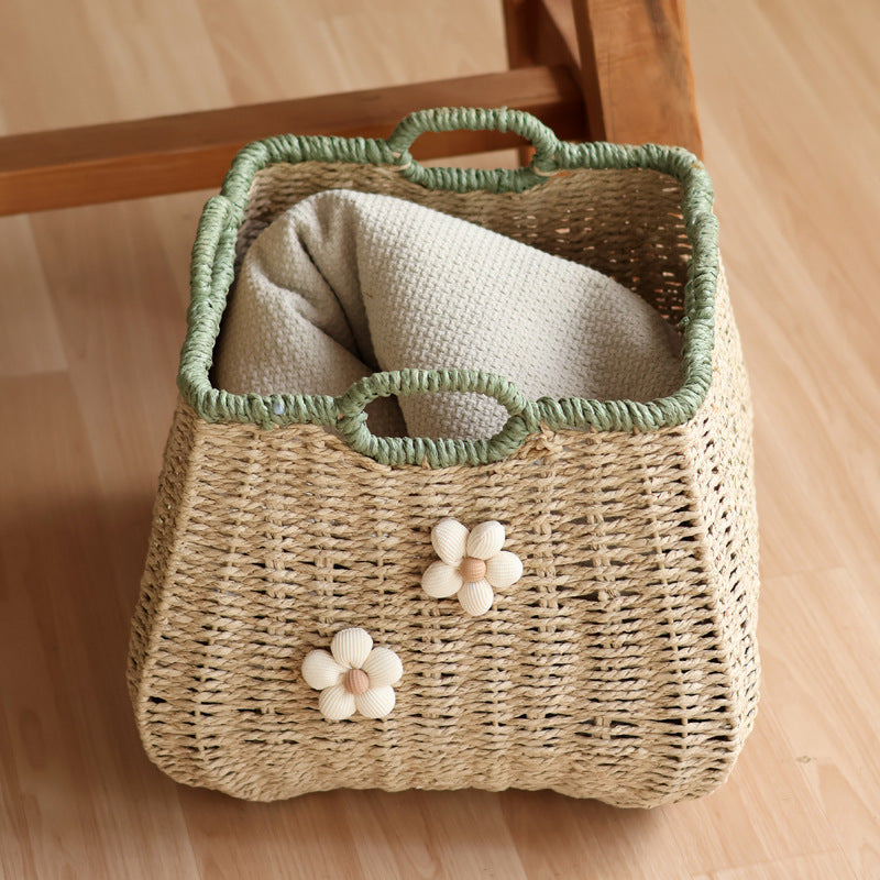 Stylish storage basket with flower appliqué Stornfield