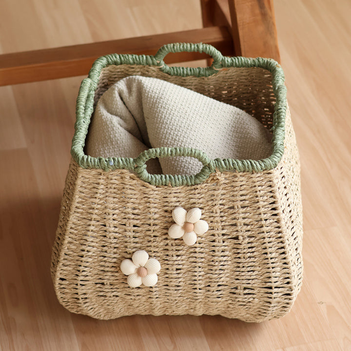 Stylish storage basket with flower appliqué Stornfield