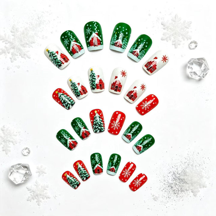 Artificial nails with winter chalet design Stornfield