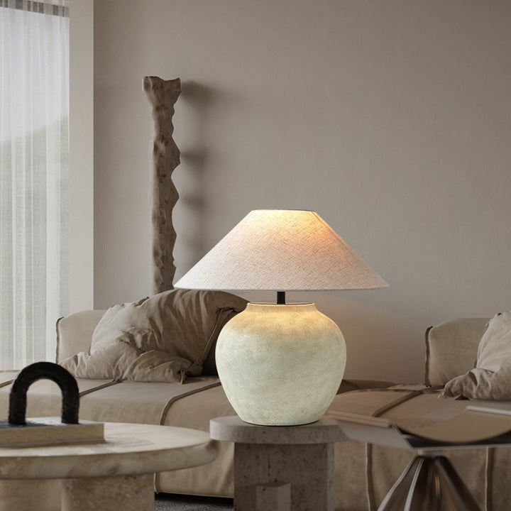 Elegant Ceramic Table Lamp with Natural Fabric Shade