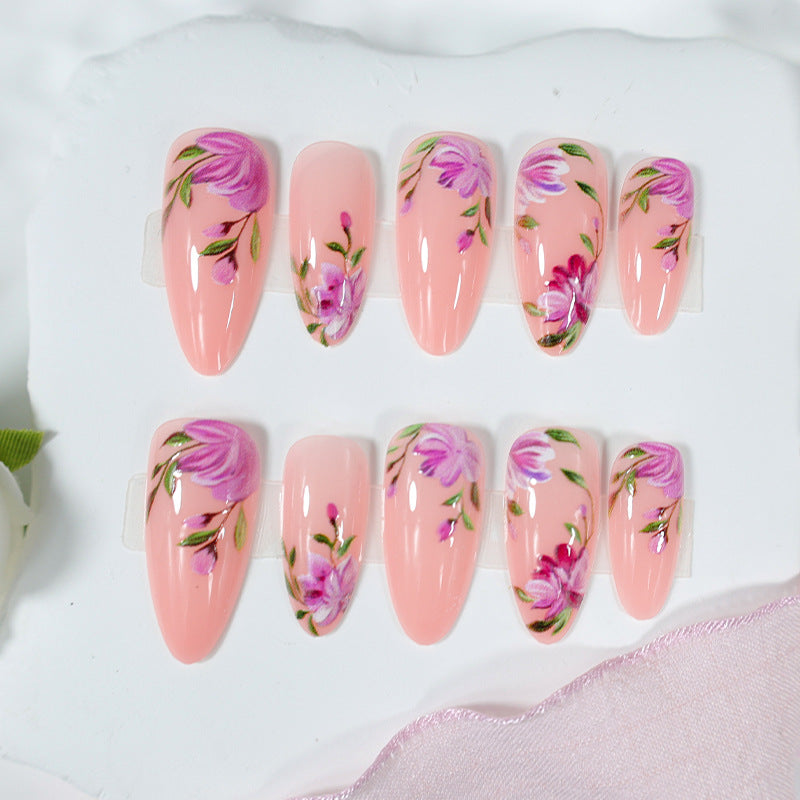 Artificial nail set with stylish floral design Stornfield