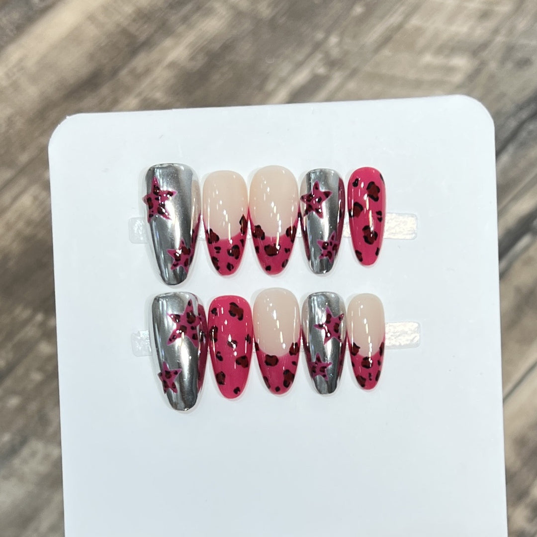 Stylish Stiletto Press-On Nail Set with Artistic Printed Designs Stornfield