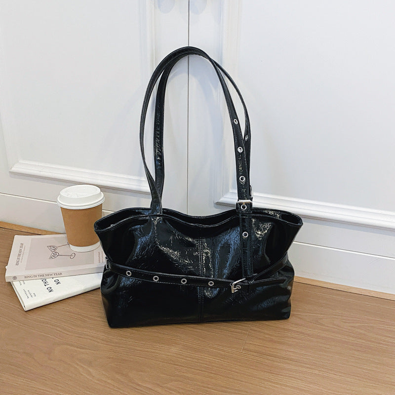 Glossy Patent Leather Tote Bag