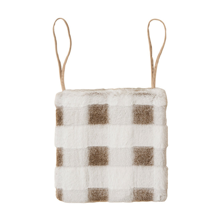 Fur Crop Top with Spaghetti Straps and Textured Zigzag Pattern