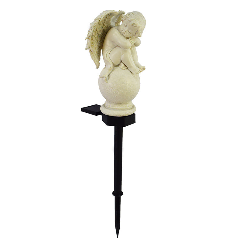 Decorative Solar Garden Stake Statue Resin Girl Figurine With Integrated Solar LED And Weatherproof Spike Stornfield