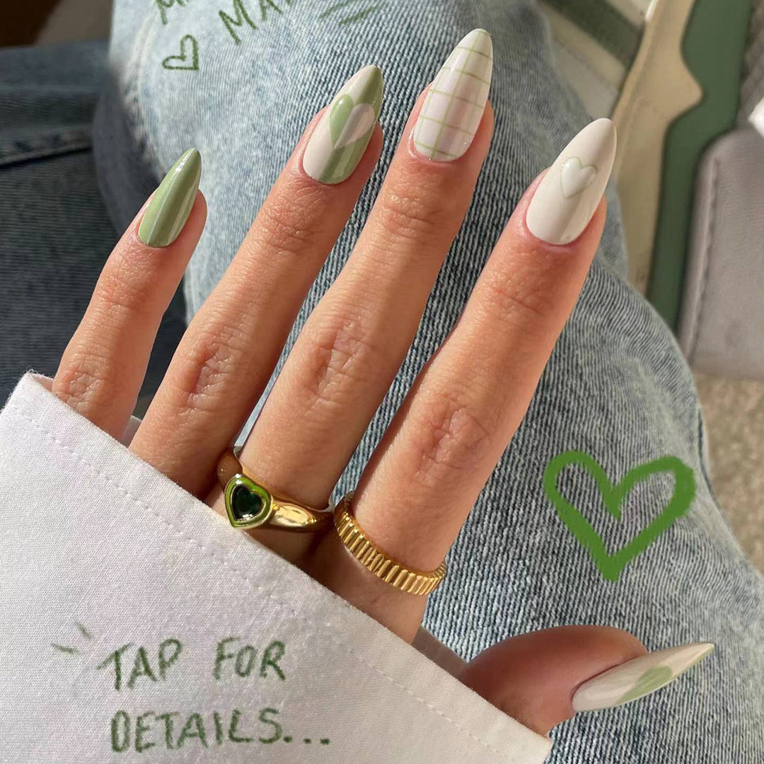 Creative stiletto artificial nails with geometric patterns Stornfield