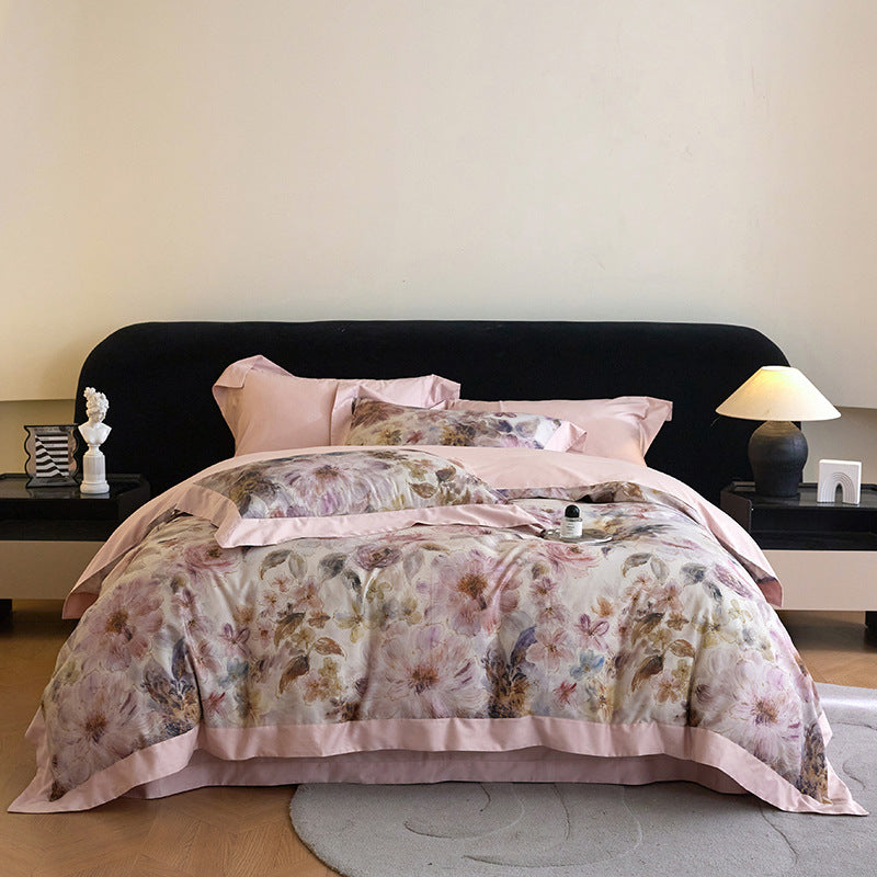 Luxury Floral Cotton Sateen Duvet Cover Set