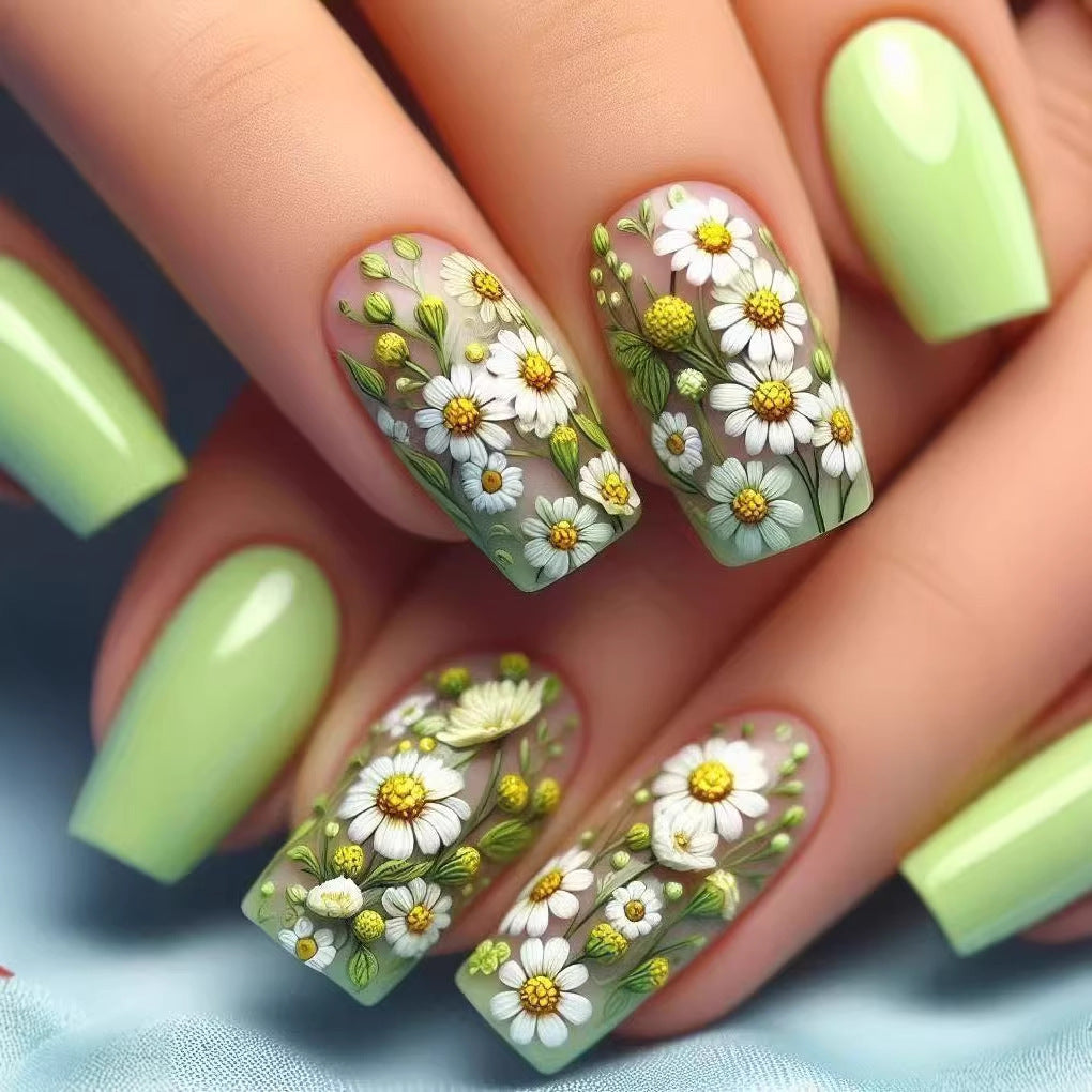 Artificial nail set with floral 3D applications Stornfield